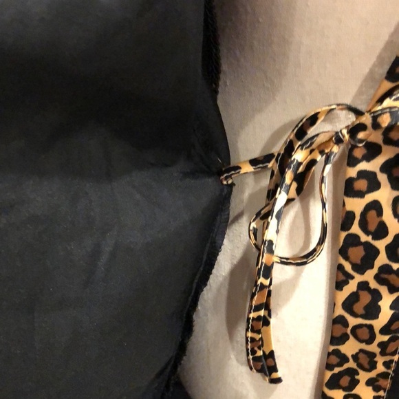 Vintage Charmour lingerie black robe animal print SZ L EUC - Picture 6 of 9